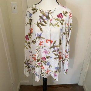 Lands End Floral Button Down Cardigan Sweater 3X NWT